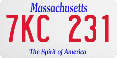 MA license plate 7KC231