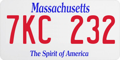 MA license plate 7KC232