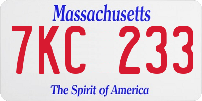 MA license plate 7KC233