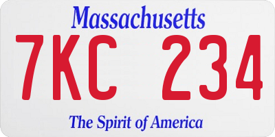 MA license plate 7KC234