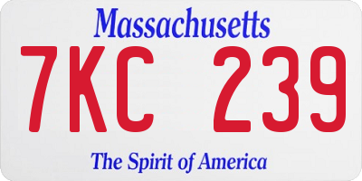 MA license plate 7KC239