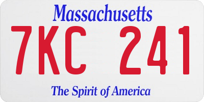 MA license plate 7KC241