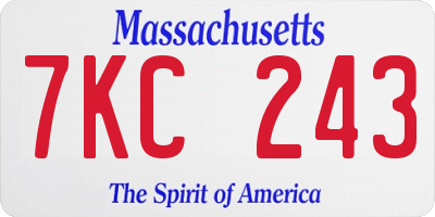 MA license plate 7KC243