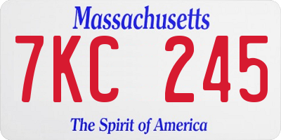 MA license plate 7KC245