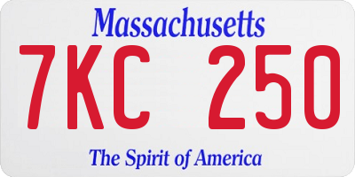 MA license plate 7KC250