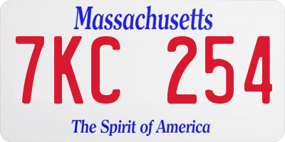 MA license plate 7KC254