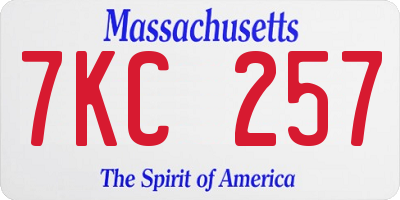 MA license plate 7KC257