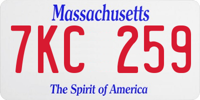 MA license plate 7KC259