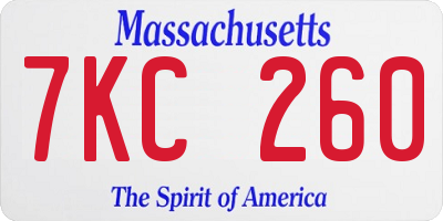 MA license plate 7KC260