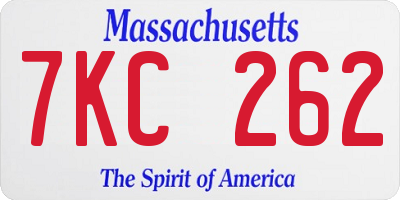 MA license plate 7KC262