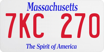MA license plate 7KC270