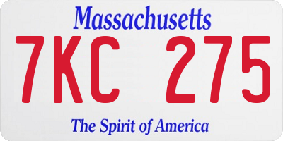 MA license plate 7KC275