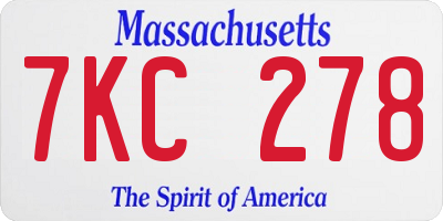 MA license plate 7KC278