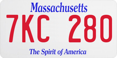 MA license plate 7KC280