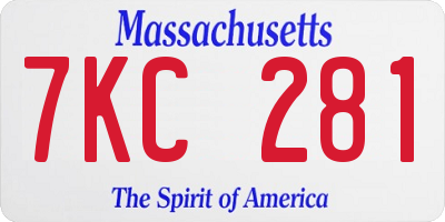 MA license plate 7KC281