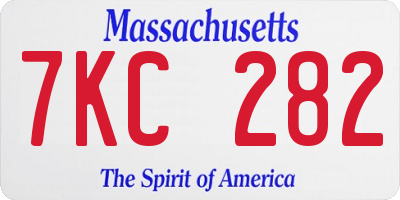 MA license plate 7KC282