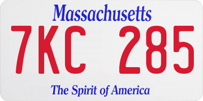 MA license plate 7KC285