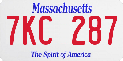 MA license plate 7KC287