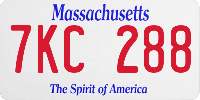 MA license plate 7KC288