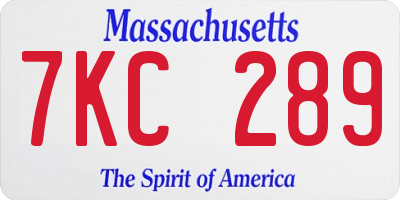 MA license plate 7KC289