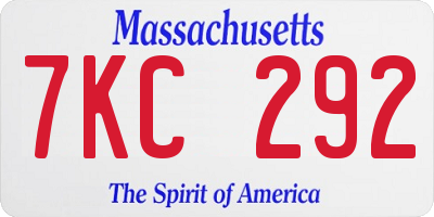 MA license plate 7KC292