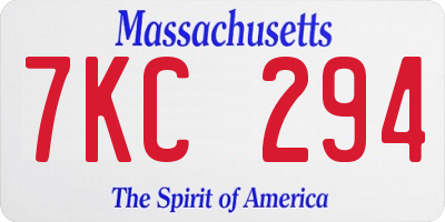 MA license plate 7KC294
