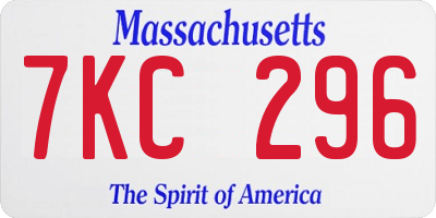 MA license plate 7KC296