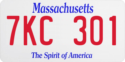 MA license plate 7KC301
