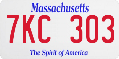 MA license plate 7KC303