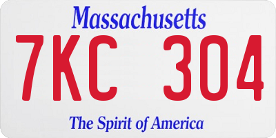 MA license plate 7KC304