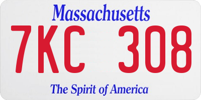 MA license plate 7KC308