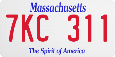 MA license plate 7KC311