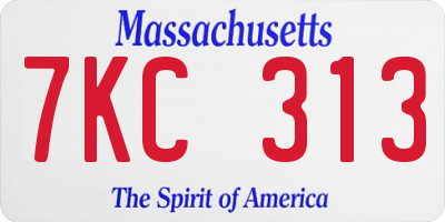 MA license plate 7KC313