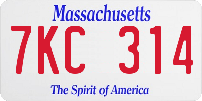 MA license plate 7KC314