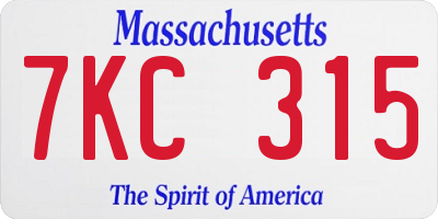 MA license plate 7KC315