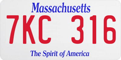 MA license plate 7KC316
