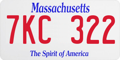 MA license plate 7KC322