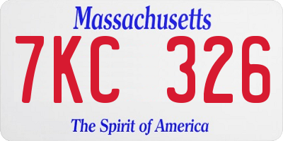 MA license plate 7KC326