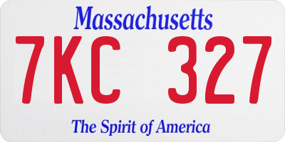 MA license plate 7KC327