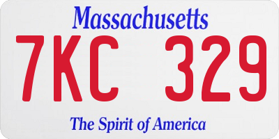 MA license plate 7KC329
