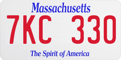 MA license plate 7KC330