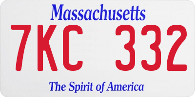 MA license plate 7KC332