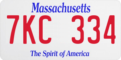 MA license plate 7KC334