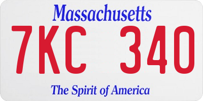 MA license plate 7KC340
