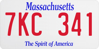 MA license plate 7KC341