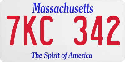 MA license plate 7KC342