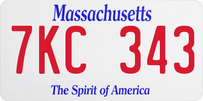 MA license plate 7KC343