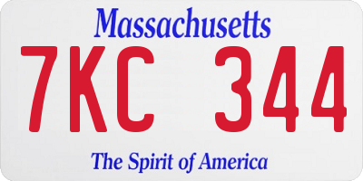 MA license plate 7KC344