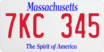 MA license plate 7KC345