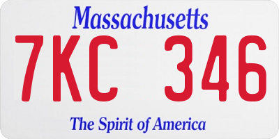 MA license plate 7KC346
